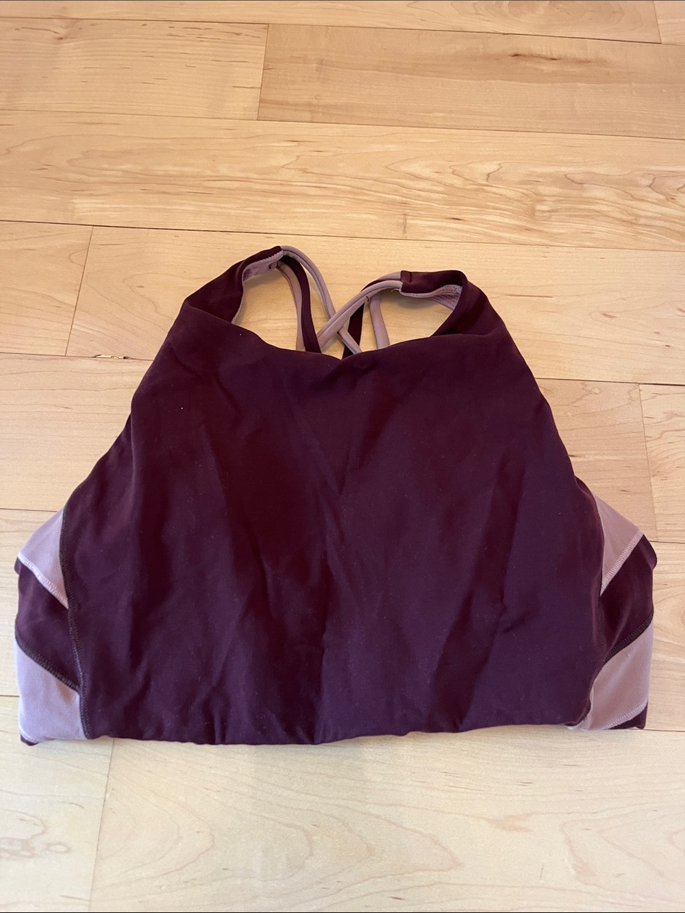 ATHLETA High-Neck Maroon & Mauve Sports Bra
